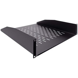 Navepoint 2U 19-Inch Universal Vented Rack Mount Cantilever Server Cabinet Shelf 18-Inches Deep with Lip Black