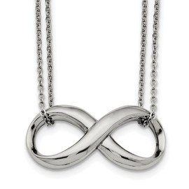 Stainless Steel Polished Two Strand Infinity Symbol Necklace