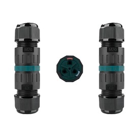 KLJ Waterproof Cable Connector, IP68 Connection Terminals, 2-Pin P20 Plug, Diameter 5-12 mm, Waterproof Cable Connectors, Pack of 2