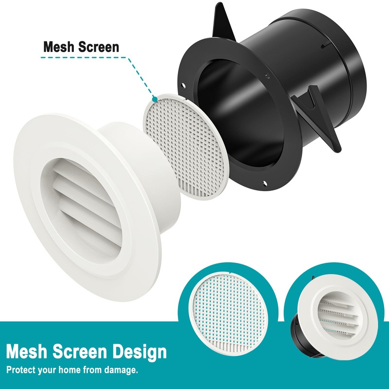 HG Power 3 Inch Soffit Vents, ABS Plastic Air Duct