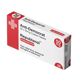 Anti-Democrat/Republican Pill Medication Box Realistic Prescription Joke Gag Funny + Free Prescription Bag (Anti-Democrat (Republanol))