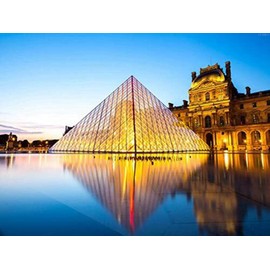 DIY 5D Diamond Painting Kit Paris Louvre Museum France Twilight Dusk Castle Landmark Pyramid Adult Full Drill Rhinestone Cross Stitch Art Crafts for Home Decoration 12 X 16 Inch