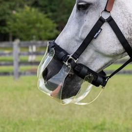 ThinLine Flexible Filly Grazing Muzzle | Lightweight Safe Comfortable Ventilated Equine Slow Feed Halter Mounting Clear Horse Mask, Mini/Pony, 3.5+ cm Hole