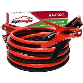 EPAuto 6 Gauge x 16 Ft Heavy Duty Booster Jumper Cables with Travel Bag and Safety Gloves