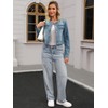 CIMUK Women's Denim Jacket Collarless Button Down 2025 Western Long