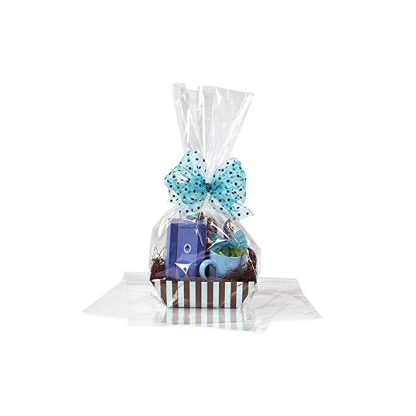 A1BakerySupplies® Assorted Clear Cellophane Gift Basket Bags 10 Packs (5 of 24 x 30 and 5 of 18 x 30)