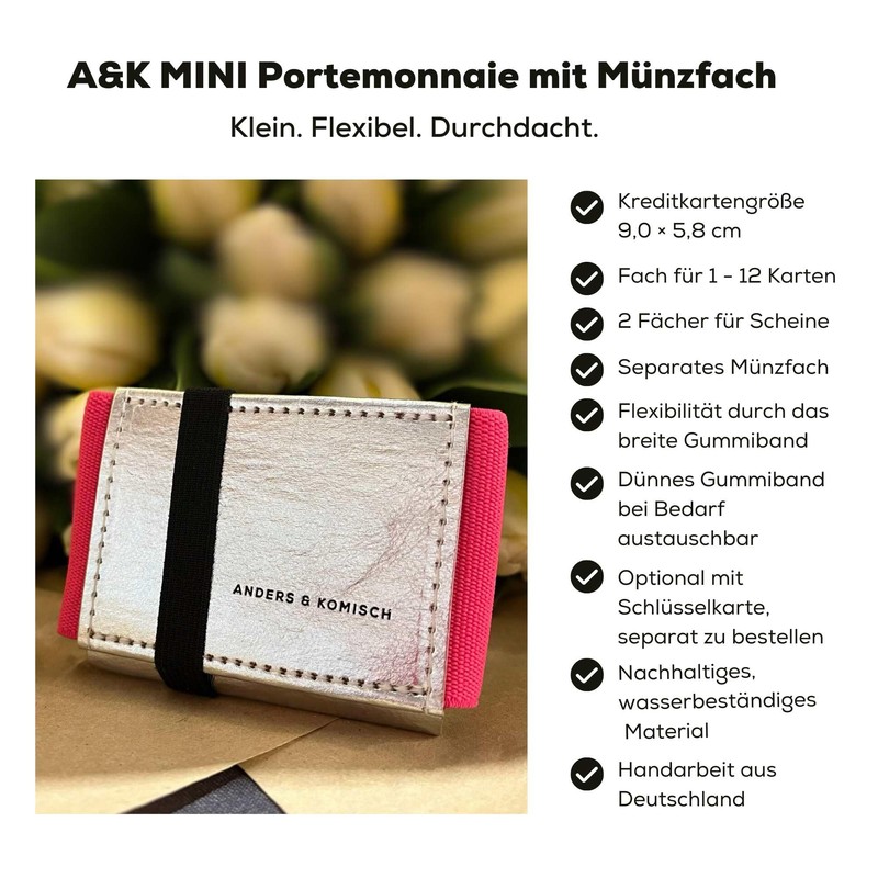 Anders & Komisch Mini Wallet with Coin Compartment, Card Holder,