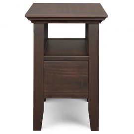 SIMPLIHOME Acadian Solid Wood 14 inch Wide Rectangle Transitional Narrow Side Table with Drawer in Brunette Brown for The Living Room and Bedroom