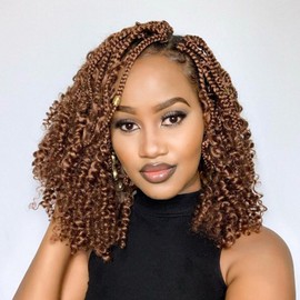 Goddess Box Braids Crochet Hair 12 Inch 8 Packs Pre-looped Bohemian Crochet Boho Box Braids With Curly Ends 3X Crochet Braids Hair for Women Synthetic Braiding hair(12 inch, #30)