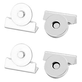 Magnetic Buttons, Set of 2 Pairs with Scissors, Tote Bag, Magnet, Retrofit, Easy Installation, Reusable (Silver)