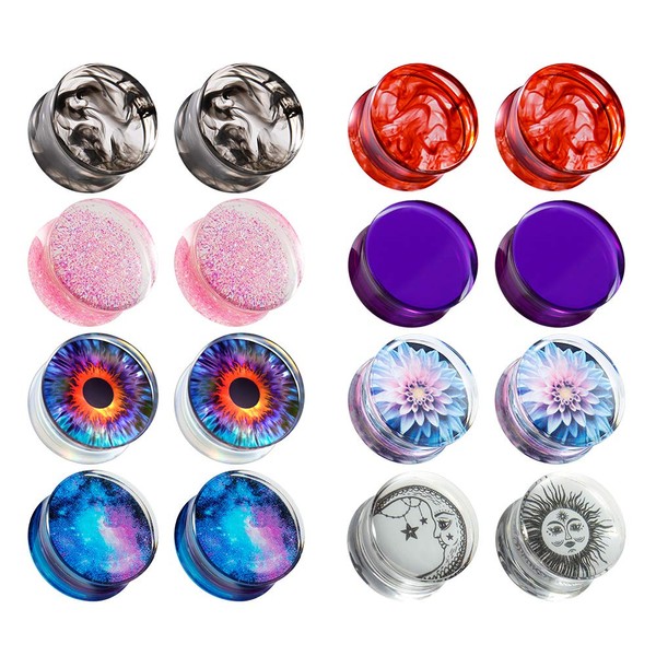 TBOSEN 16PCS Set Mixed Acrylic Ear Gauges Plugs and Tunnels