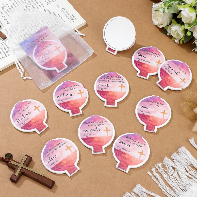 36 Sets Mini Christian Compact Mirrors for Women Inspirational Bible