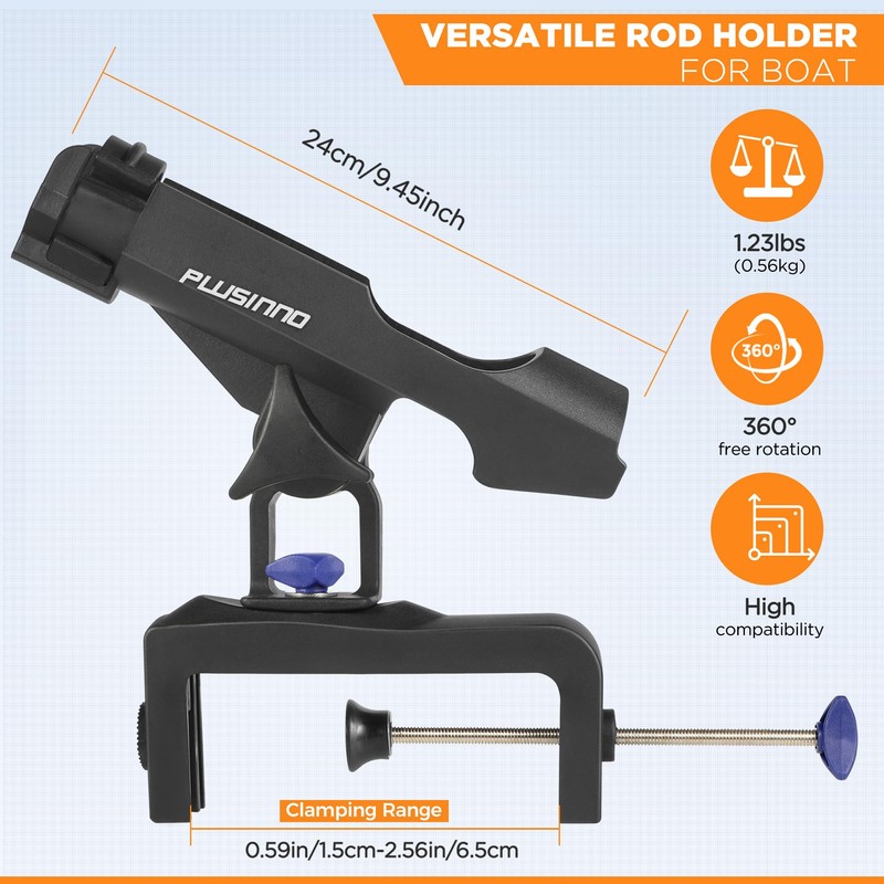 PLUSINNO Fishing Boat Rods Holder with Large Clamp Opening 360