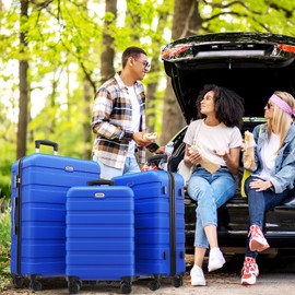 AnyZip Luggage Sets 3 Piece PC ABS Hardside Lightweight Suitcase with 4 Universal Wheels TSA Lock Carry On 20 24 28 Inch Blue