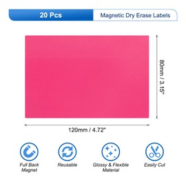 sourcing map 20 Pcs Dry Erase Magnetic Labels Colorful Strips 4.7" x 3.1" Writable Rose Red Name Tags Sticker for Craft Whiteboard Fridge Locker Home Office Classroom