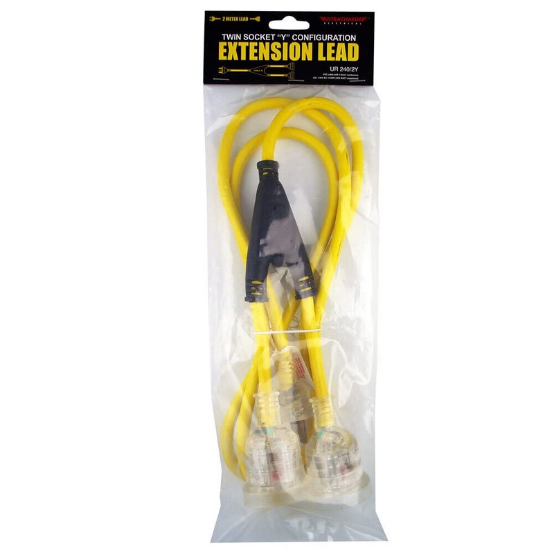 Ultracharge 10A Y Extension Lead, 2 m Length