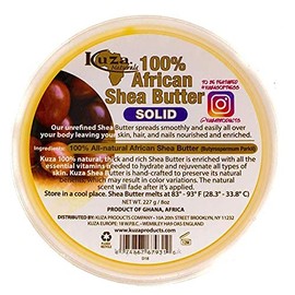 Kuza 100% Pure African Shea Butter with Borututu, Yellow Solid - 8oz. - Moisturizer for Hair, Skin & Nails