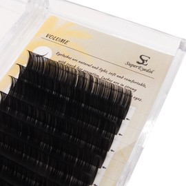 SuperEyedol Volume 0.07mm Eyelash Extensions Professional Salon Supplies J,B,C,CC,D,DD,Baby Curl 6-18mm Faux Mink Individual Lashes Volume Matte Black Soft Rapid Blooming Lashes (D-12mm)