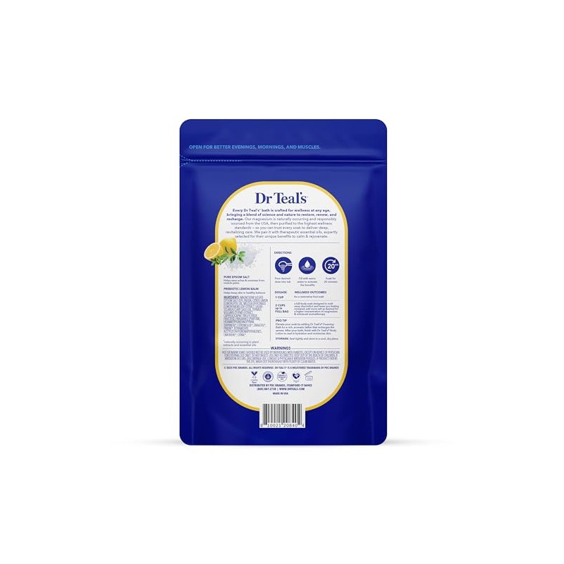 Dr Teal's Pure Epsom Salt Soaking Solution Prebiotic Lemon Balm