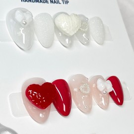 Cozy knit handmade nail tips - Oval / 포근 니트 수제네일팁 - 오벌