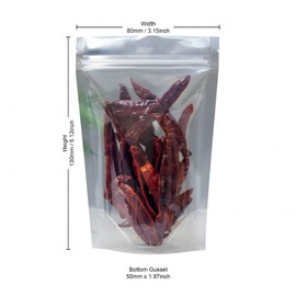 Rightpak Clear Stand Up Pouches 25 Pieces 8cm x 13cm, Heat Resealable Smell Proof For Food Storage, Tear Notches Packaging Bags