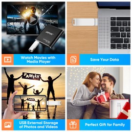 128G USB Drive, BlumWay 128G USB3.0 Flash Drive Memory Stick with Type C for Computer/Laptop/Android for Photo/Video/Music/File