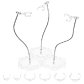 FINGERINSPIRE 3 PCS Clear Action Figure Stand Action Figure Display Holder Stand Base with 12 Adjustable Waist Clips Compatible with HG RG BB Gundam Transparent Doll Stop Motion Holder Stand
