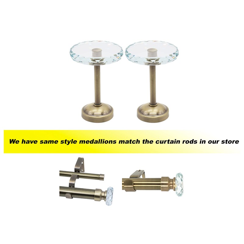 Meriville 1-Inch Diameter Window Treatment Curtain Rod, Cut Crystal Finial,