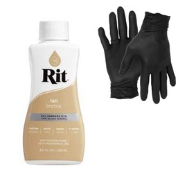 Dye – Rit Liquid Fabric Dye for Crafting, Clothing, and Décor – 8 oz. Bottle – with Artisx Nitrile Gloves Included (Tan)