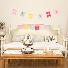 GEEORY Happy Easter Pillow Covers 12x20 Inch Set of 4, Floral Rabbit Bunny Hello Peeps Cross He is Risen Farmhouse Decorative Throw Pillowcases for Home Sofa Couch Decoration (Grey) G497-12