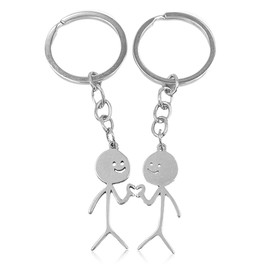 IKOPFLN Pack of 2 Funny Stick Figures to Compare Heart Key Chain Partner Gift Valentine's Day for Him and Her, Anniversary Couple Gifts for Both, b