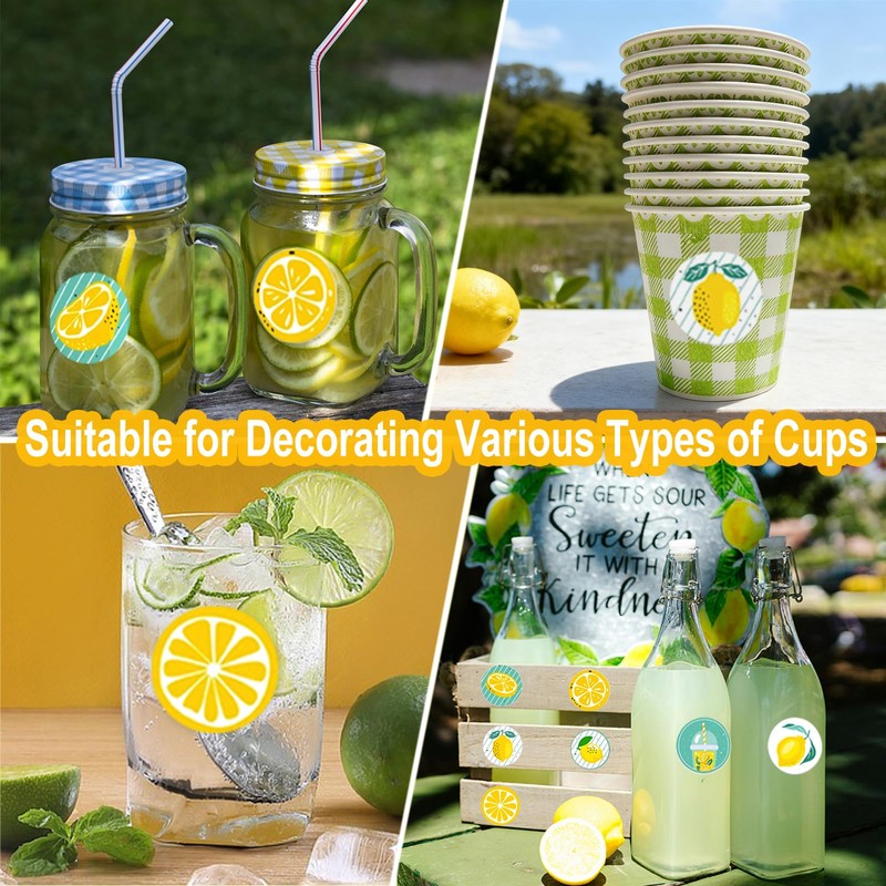 Y-YUEMY 1000pcs 1.5 Inch Cute Lemon Stickers Roll for Lemonade