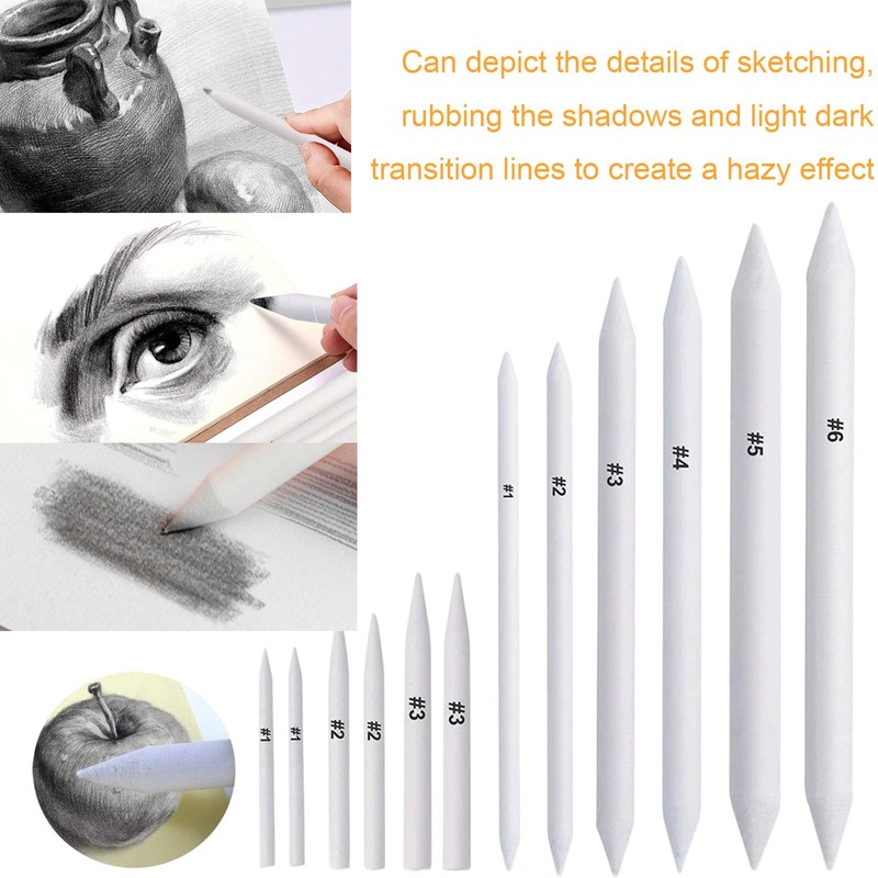 12 Pcs Blending Stumps and Tortillions, Art Blending Pencils Tools,