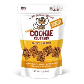 Crazy Monkey Baking | Granola Cookie Clusters | 18 Grams Whole Grain | All Natural Ingredients | 7.5 Ounce Resealable Bag | Salted Caramel