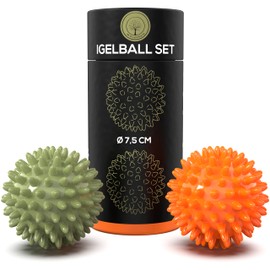 M.S.Lemberg® Hedgehog Ball Massage Set - Massage Ball for Reflex Zones, Anti-Stress, Relaxation Gift - Nub Ball Foot Massage Back Neck Hand Foot - Ball with Nubs Small - Hard & Medium Soft