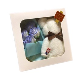 [yukari nature brand] Imabari Towel, Cute Handkerchief, Bear Towel, Towel, Gift, Flower Present, Transparent Gift Box, Bouquet, Gift Set, Birthday, Anniversary, 60th Birthday Gift, Wedding Gift, Baby
