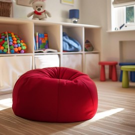 TRP Lightweight Small Bean Bag Chair for Kids with Maximum Support Comfort | Pretty Maroon Red Color Hidden Zipper Closure Refillable Super Soft Plush Cozy Feel Washable Removable Cover