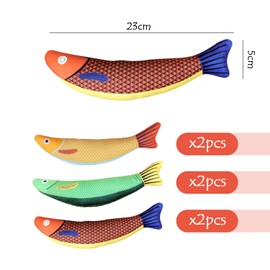 CQQNIU 6 Pieces Mint Seafood Fish, Cat Chew Toys, Plush Cartoon Toys, Cat Chew Toys, Cat Interactive Toys