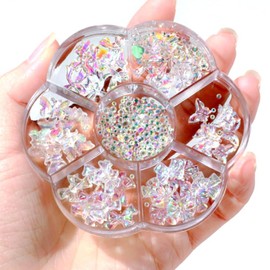 3D Colorful Aurora Bow Nail Art Decoration DIY Rhinestone Cute Glitter 7 Styles Designs Multi-Shape Charms Flower Gems Pendant Pearls Accessories