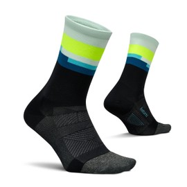 Feetures Elite Ultra Light Cushion Mini Crew Sock - Sport Sock with Targeted Compression - Bayside Black, L (1 Pair)