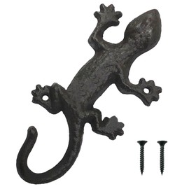 Molyorch 1 x Gecko Coat Hook, Rustic Coat Hook, Cast Iron Wall Hook with Screws, for Hanging Clothes, Keys, Hats and Bags