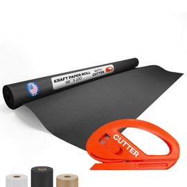IDL Packaging Black Kraft Paper Roll 48" x 1200" (100 feet) with Cutter- USA-Made Wrapping Paper for Packing, Moving, Shipping & Crafts/Arts - 100% Recyclable Natural Craft Material