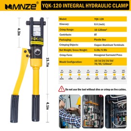 MMNZE 12 Ton Hydraulic Cable Lug Crimper Pliers 8 AWG to 250 MCM Hand Operated Hydraulic Crimping Tool Kit Wire Terminal Lug Battery Crimping Crimper with 8 Dies