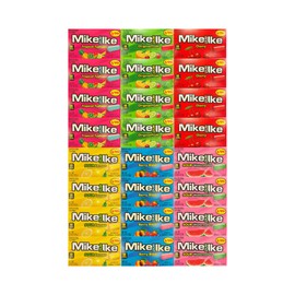 Candy Assorted Flavor Mike and Ike, 6 Flavor, Tropical Typhoon, Original Fruits, Berry Blast, Cherry, Sour Watermelon, Sour Lemon, 0.78 oz, 4 Each Flavor, 24 Pack – Perfect for Parties & Snacks