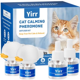 Yirr Cat Calming Diffuser, Cat Pheromones Calming Diffuser, Multicat Calming Diffuser, Relaxing Pheromone for Cat Relief Stress Anxiety Fighting Scratching, 2 Diffuser 4 Refill(48ml)