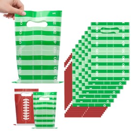 100 PCS Superbowl Party Decorations Football Gift Bags Plastic Football Goodie Goody Treat Snack Candy Bags Football Favor Bags Football Party Bags for Sport Theme Birthday Party Supplies