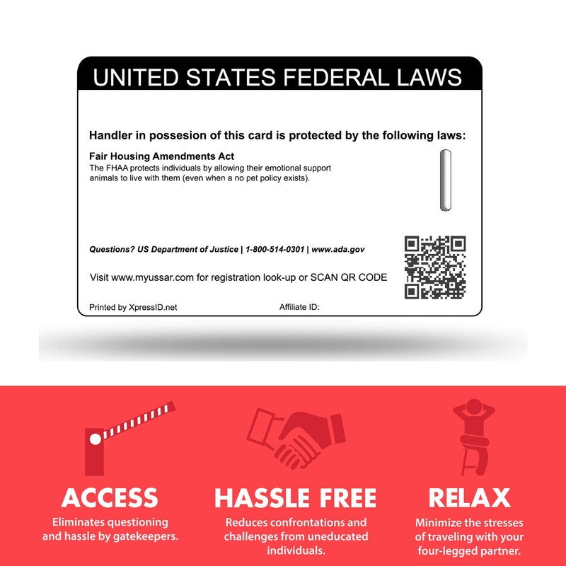 XpressID Emotional Support Animal ID Plus Keychain & ESA Lanyard