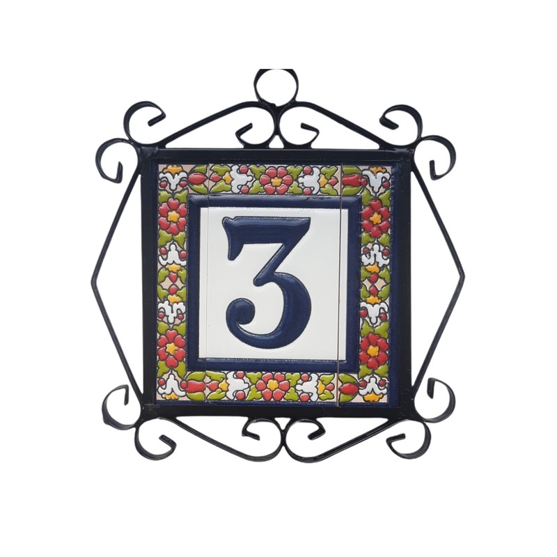 Spanish Floral Designed Ceramic Letter Tiles House Number Tiles and