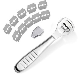 Drybely Professional Stainless Steel Callus Remover for Hardness, Pedicure and Foot Care, 10 Blades Included