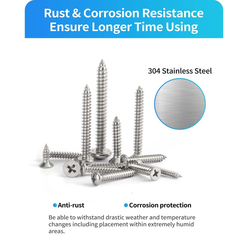 DIVANC 560Pcs 304 Stainless Steel Self Tapping Screws Assortment Set,